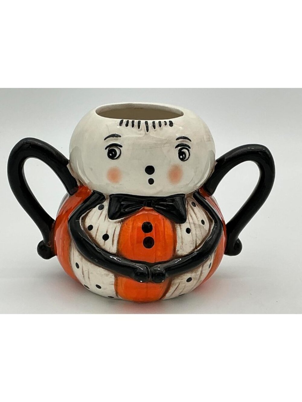 Vintage-Inspired Ceramic Halloween Mug | Spider & Ghost Design | Unique Handle